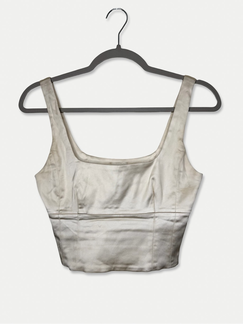 Wilfred Aritzia XS Ivory Cream Satin Bustier Corset Crop Top Square Neck